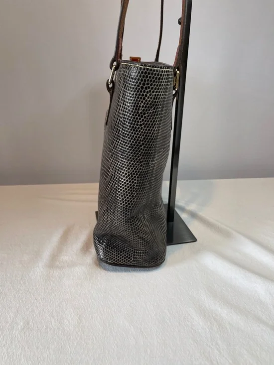 Dooney & Bourke 1975 Embossed Lizard Dark Brown Leather Shoulder Bag - Picture 6 of 15